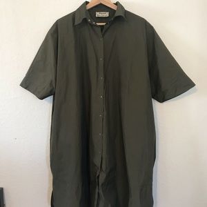 Acne Studios olive Green Loud Tech Oversized Dress